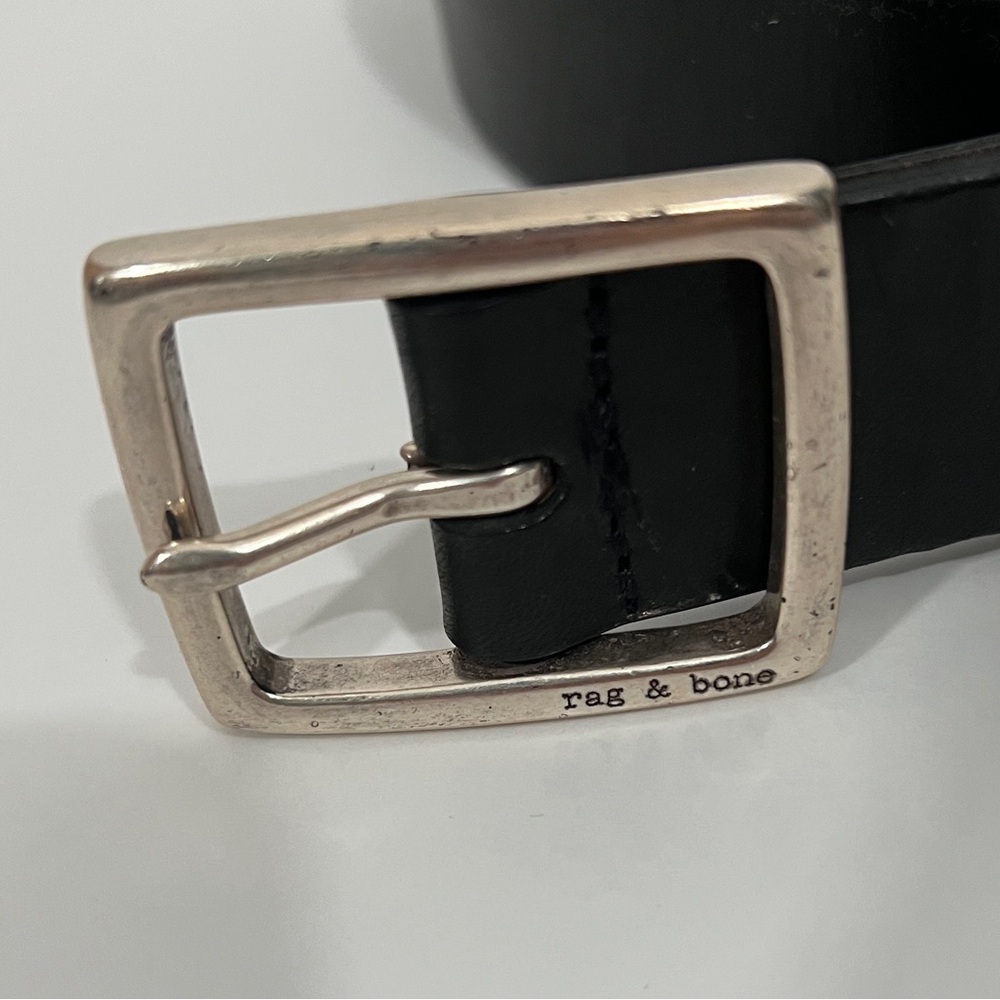 Rag & Bone Boyfriend Leather Belt in Black with Silver Hardware Women’s Sz L - Picture 2 of 7